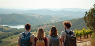 Tourisme : Découvrez les 4 types incontournables Quatre amis souriants lors d'une vue panoramique en voyage