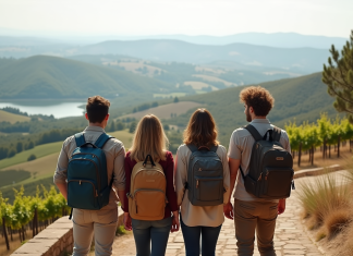 Tourisme : Découvrez les 4 types incontournables Quatre amis souriants lors d'une vue panoramique en voyage