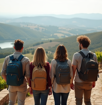 Tourisme : Découvrez les 4 types incontournables Quatre amis souriants lors d'une vue panoramique en voyage