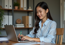 Obtenir facilement le numéro DS 160 : documents, démarches et conseils pratiques Jeune femme remplissant un formulaire de visa à domicile