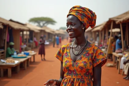 Femme soudanaise dans un marché rural de Koriom