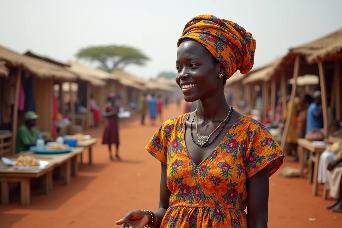 Femme soudanaise dans un marché rural de Koriom