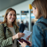 Femme avec permis de conduire à l'aéroport