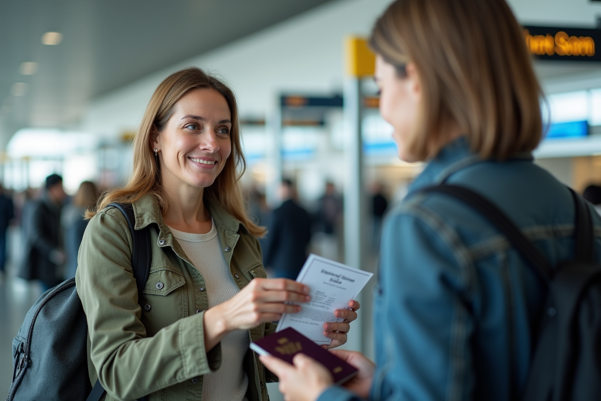 Femme avec permis de conduire à l'aéroport