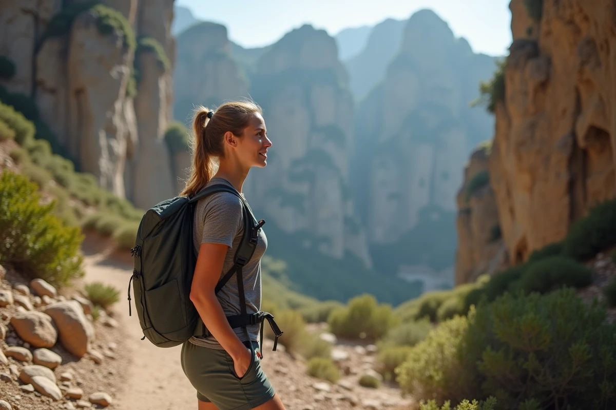 Femme en randonnée dans la gorge de Gorropu en Sardaigne
