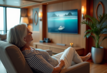 Croisière : programmes TV à regarder à bord pour se divertir Femme détendue regardant un documentaire à bord d'une croisière