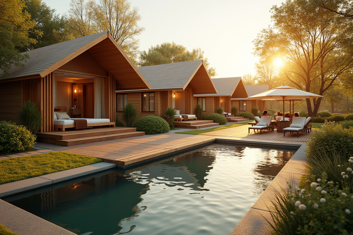 Séjour de luxe en glamping avec lodges en bois et piscine