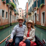 Durée de la balade en gondole vénitienne : tout ce qu’il faut savoir Gondolier vénitien avec couple en balade en gondole