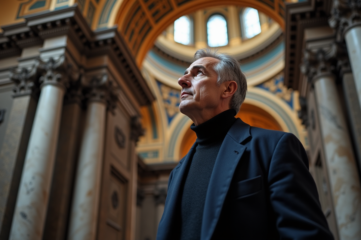 Homme regardant la coupole de la basilique Saint Stephen