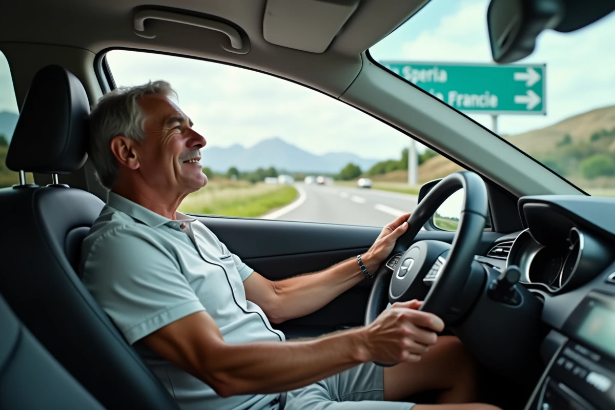 Homme détendu dans sa voiture aux Pyrénées pour l'article {titre}