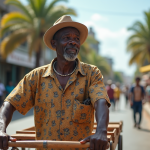 Homme zulu poussant un poussepousse dans Durban