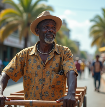 Découverte des pousse-pousse à Durban : origine et histoire à connaître ! Homme zulu poussant un poussepousse dans Durban