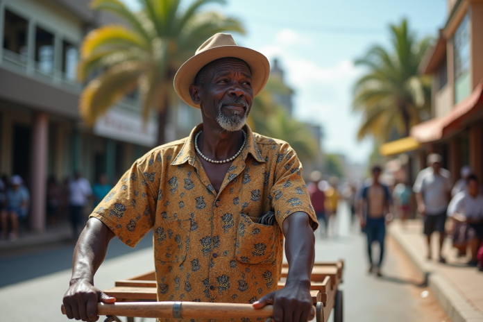 Homme zulu poussant un poussepousse dans Durban