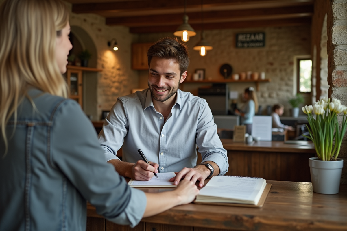 Jeune homme remplissant un formulaire dans une chambre d