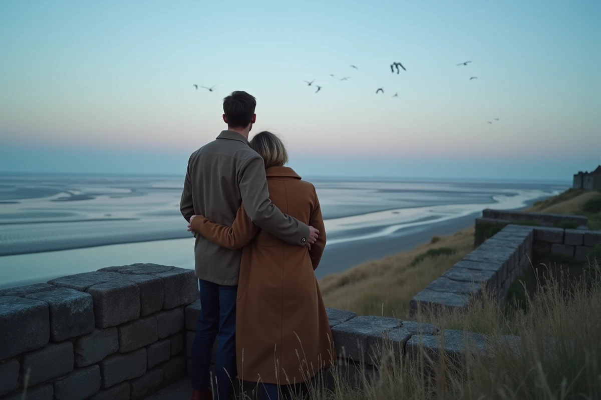 Couple admirant le panorama de la Baie de Somme depuis les remparts de Saint-Valery-sur-Somme